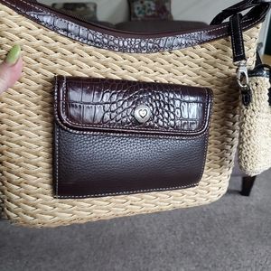 Brighton straw and leather purse
